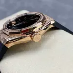HB Factory Hublot Classic Fusion 550.OS.1800.RX.1604.ORL19 40mm Diamond Rose Gold Black Rubber Strap Black Dial