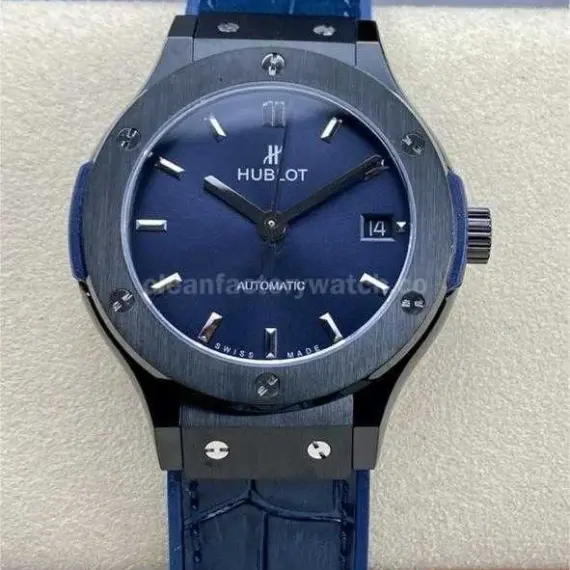 HB Factory Hublot Classic Fusion 565.CM.7170.LR 38mm Steel Leather Strap Blue Dial