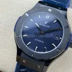 HB Factory Hublot Classic Fusion 565.CM.7170.LR 38mm Steel Leather Strap Blue Dial