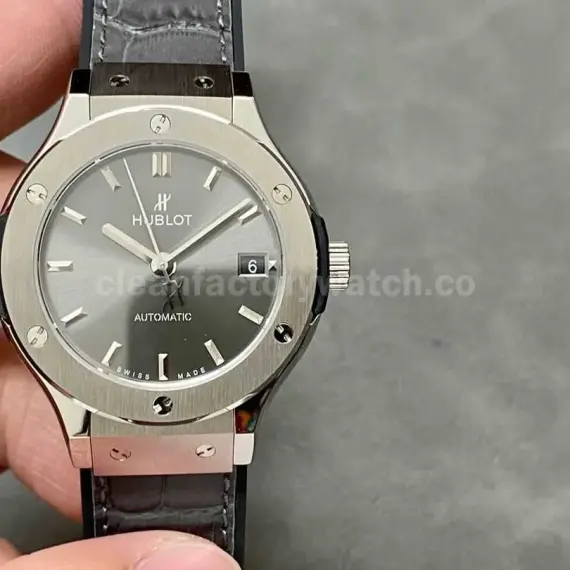 HB Factory Hublot Classic Fusion Racing Grey 565.NX.7071.LR 38mm Leather Strap Grey Dial