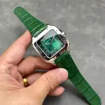 J12 Factory Cartier Santos WSSA0062 39.8mm Leather Strap Roman Numerals Green Dial