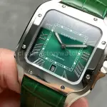 J12 Factory Cartier Santos WSSA0062 39.8mm Leather Strap Roman Numerals Green Dial
