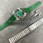 J12 Factory Cartier Santos WSSA0062 39.8mm Leather Strap Roman Numerals Green Dial