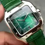 J12 Factory Cartier Santos WSSA0062 39.8mm Leather Strap Roman Numerals Green Dial