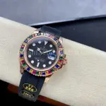 KF Factory Rolex Yacht-Master 116695SATS 40mm Rose Gold Rubber Strap Black Dial