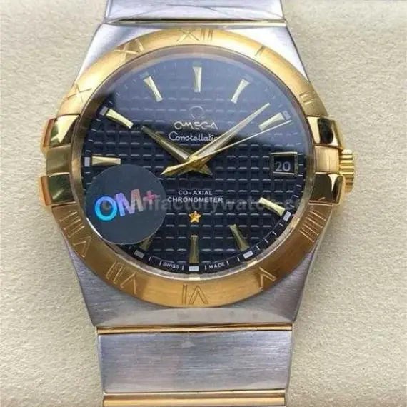 OM+ Factory Omega Constellation Men 123.20.35.20.01.001 38mm Gold/Steel Black Dial