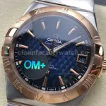 OM+ Factory Omega Constellation Men 123.20.38.21.03.001 38mm Rose Gold/Steel Blue Dial