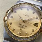 OM+ Factory Omega Constellation Men 123.25.38.21.58.001 38mm Diamond Bezel Gold/Steel Diamond Champagne Dial