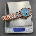 QF Factory Counterweight Rolex Day-Date 128235-0085 36mm Full Rose Gold Baguette Diamonds Dark Blue Dial