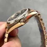 QF Factory Counterweight Rolex Day-Date 128235-0085 36mm Full Rose Gold Baguette Diamonds Dark Blue Dial