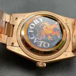 QF Factory Counterweight Rolex Day-Date 128235-0085 36mm Full Rose Gold Baguette Diamonds Dark Blue Dial