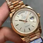 QF Factory Counterweight Rolex Day-Date 128235 36mm Full Rose Gold Silver Dial