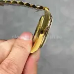 QF Factory Counterweight Rolex Day-Date 128238 36mm Full Yellow Gold Baguette Diamond Gold Dial