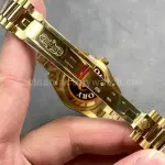 QF Factory Counterweight Rolex Day-Date 128238 36mm Full Yellow Gold Baguette Diamond Gold Dial