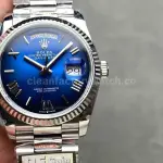 QF Factory Counterweight Rolex Day-Date 128239-0063 36mm Full 904L Roman Numerals Blue Dial