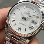 QF Factory Counterweight Rolex Day-Date 36 128239-0059 36mm Full 904L Roman Numerals White Dial
