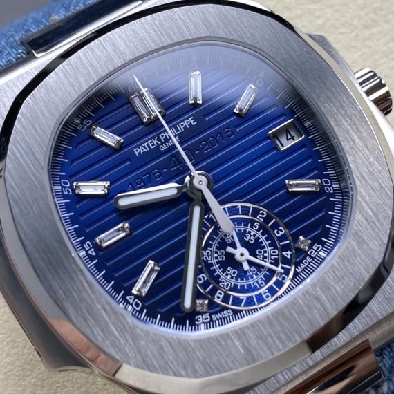 Patek Philippe Nautilus - Stainless Steel Blue Diamond Dial 40th Anniversary