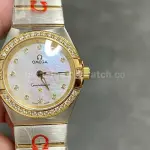 TW Factory Omega Constellation Quartz 123.20.27.60.55.002 27mm Diamond&Gold Bezel Half Gold&Steel Mother Of Pearl Diamond Dial