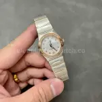 TW Factory Omega Constellation Quartz 123.25.27.60.55.007 27mm Diamond&Rose Gold Bezel Half Rose Gold Steel Mother Of Pearl Diamond Dial
