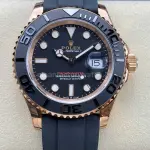 VS Factory Rolex Yacht-Master 126655 40mm Rose Gold Rubber Strap Black Dial