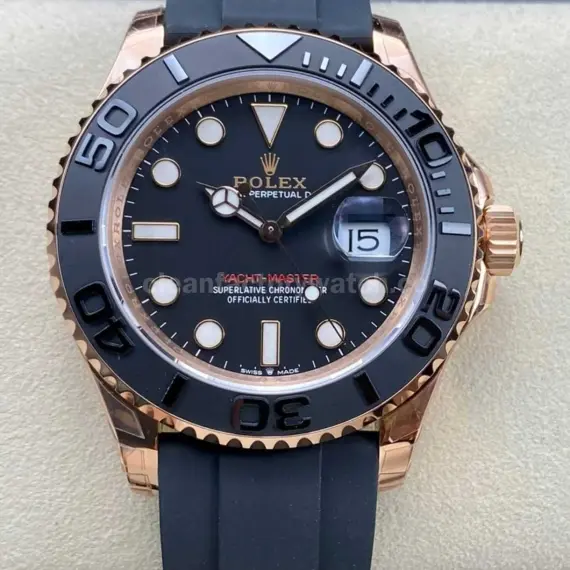 VS Factory Rolex Yacht-Master 126655 40mm Rose Gold Rubber Strap Black Dial