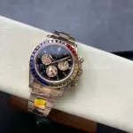 ZF Factory Rolex Daytona 116595RBOW 40mm Rose Gold Rainbow Bezel Diamond Black Dial